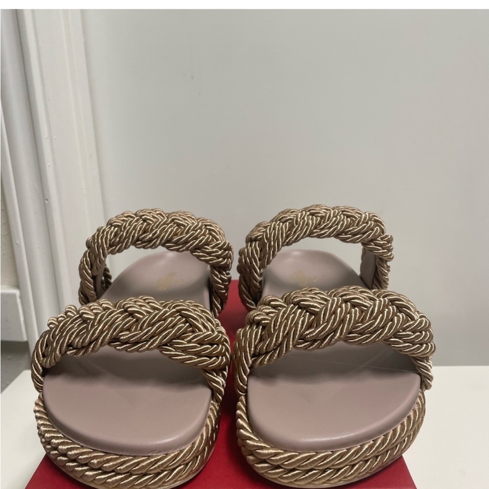 Valentino Rockstud Espadrille Braided Slides - Picture 4 of 8
